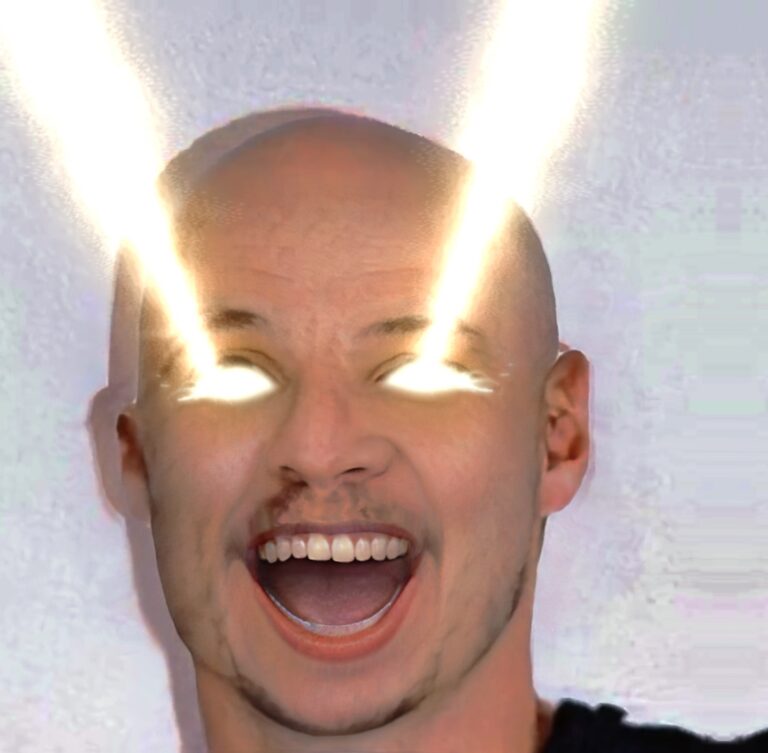 Goofy Ahh: Man with laser eyes laughs wildly